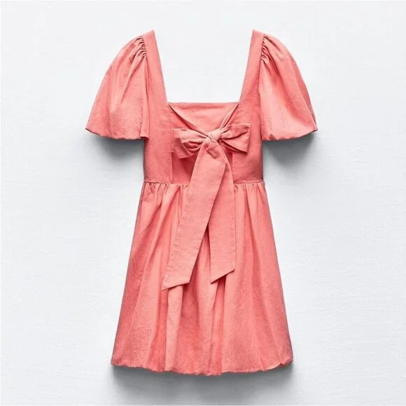 ZARA Open-Back Pink Dress with Bow Detail - Sizes M, LNEW WITH TAG! - Picture 3 of 4